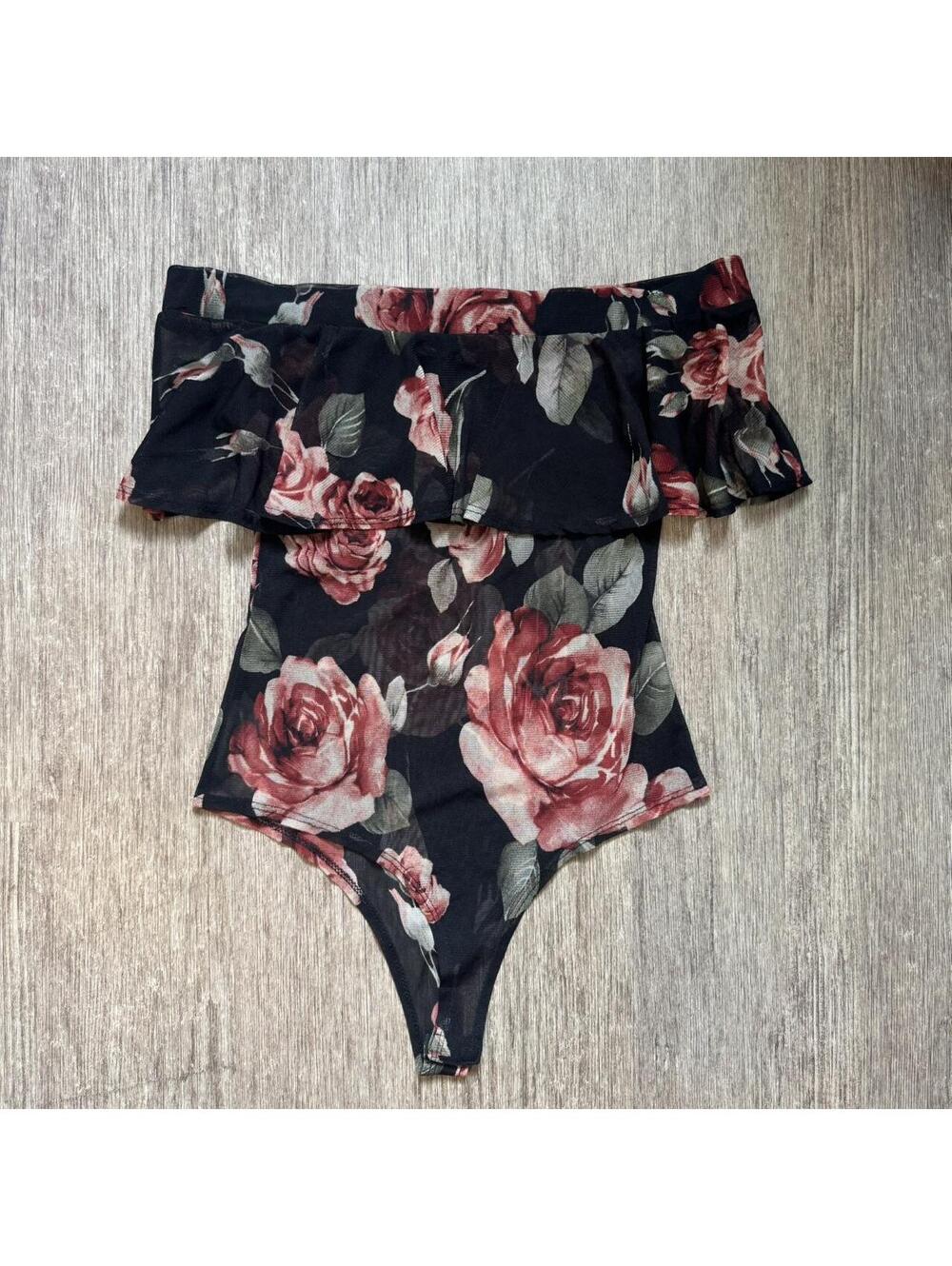 Women's Black and Multi Bodysuit